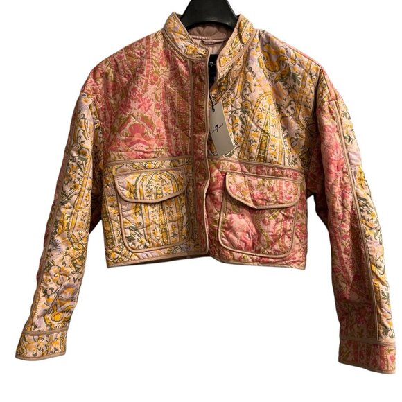 7 For All Mankind Jackets & Blazers - 7 For All Mankind Jacket Women S Pink Quilted Patchwork Cropped Boho Cottagecore